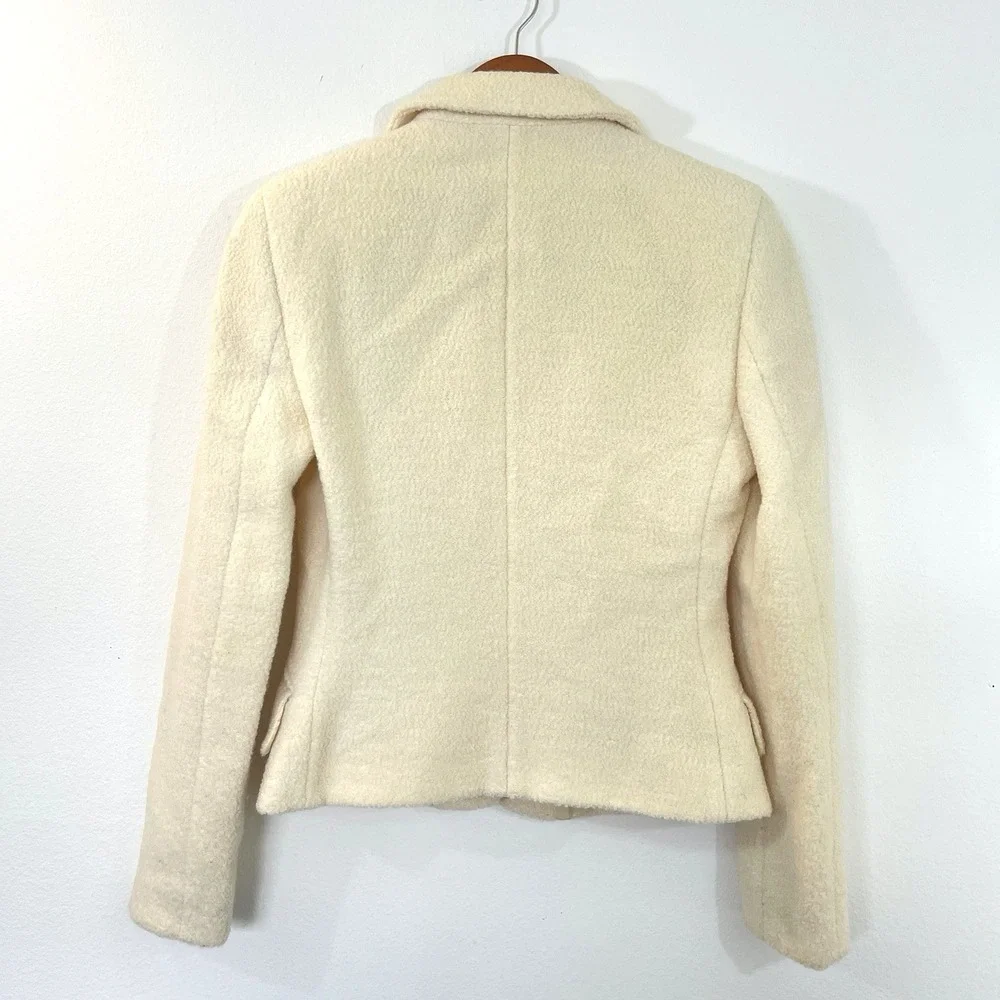 Made in Italy of Benetton Wool Blazer Sz 40 Buttercream‎ Boucle Old Money Preppy